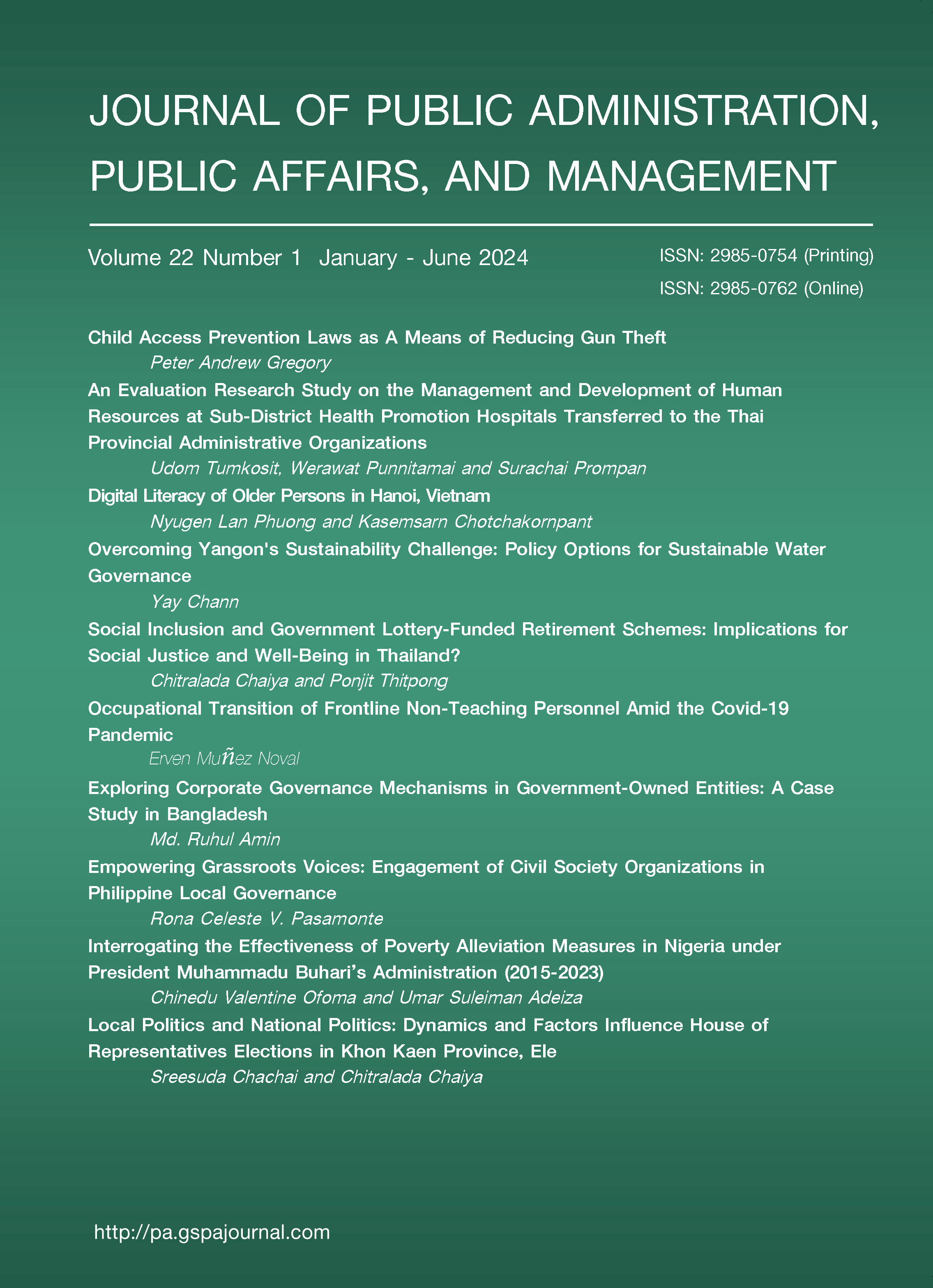 					View Vol. 22 No. 1 (2024): Journal of Public Administration, Public Affairs, and Management Volume 22 Number 1
				
