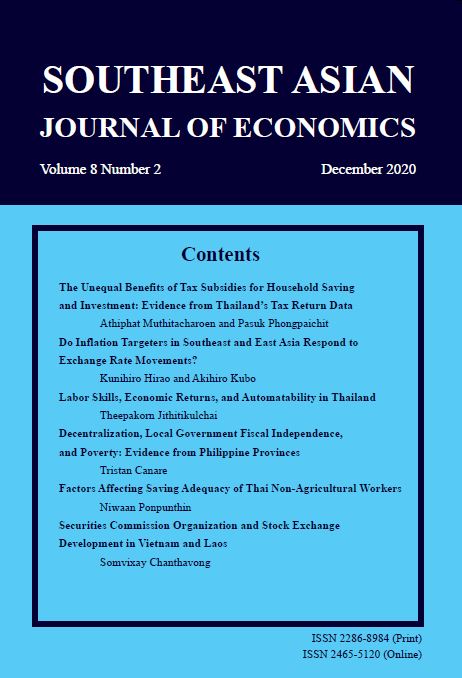 					View Vol. 8 No. 2 (2020): Southeast Asian Journal of Economics, Vol. 8 No. 2 (December 2020)
				