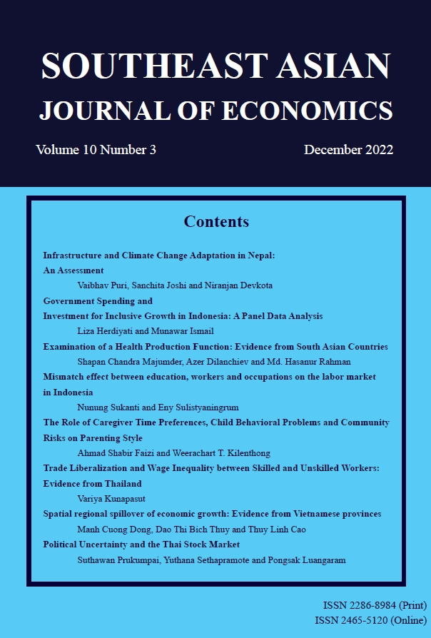 					View Vol. 10 No. 3 (2022): Southeast Asian Journal of Economics, Vol.10 No.3 (December 2022)
				