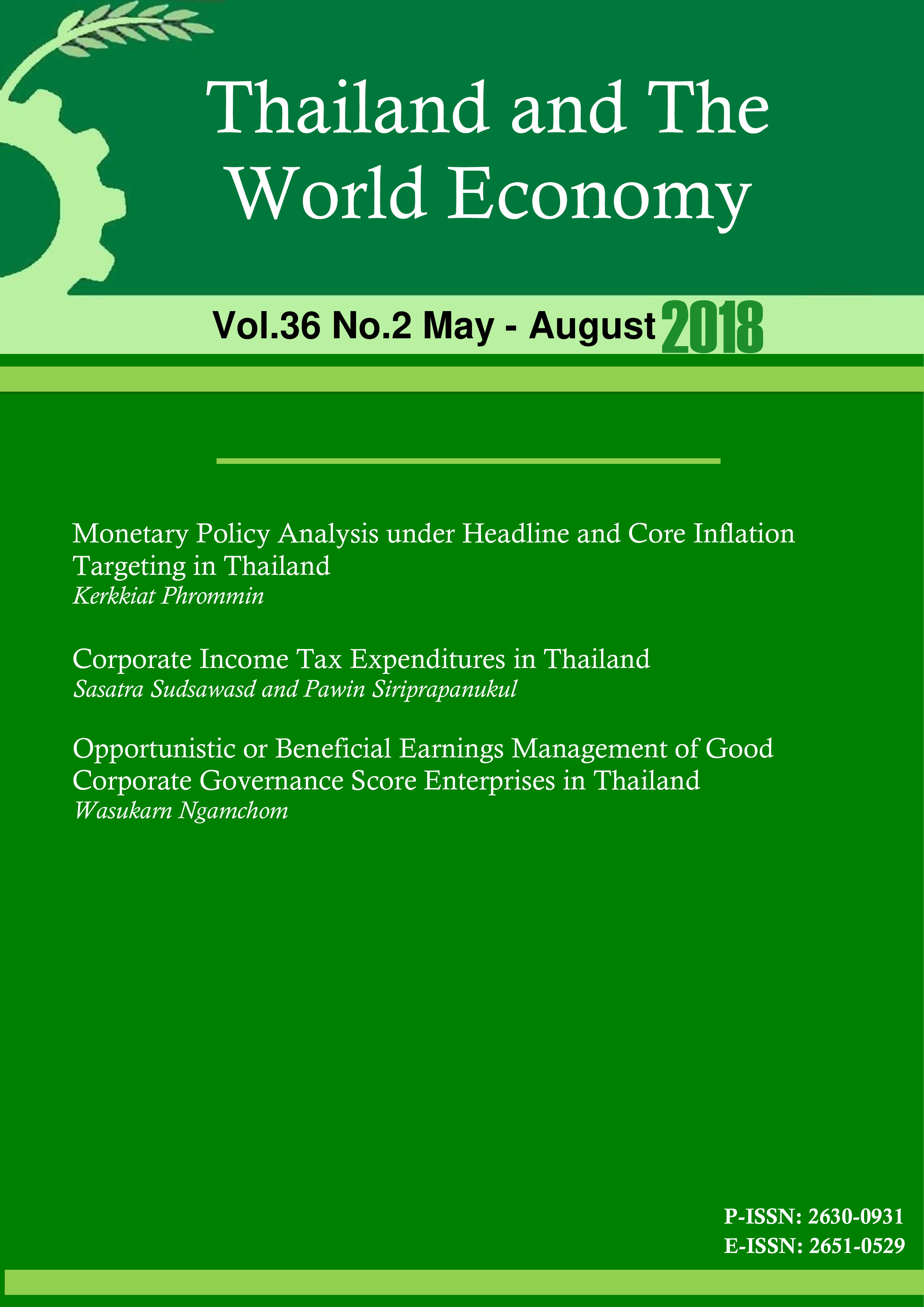 					View Vol. 36 No. 2 (2018): Thailand and The World Economy
				