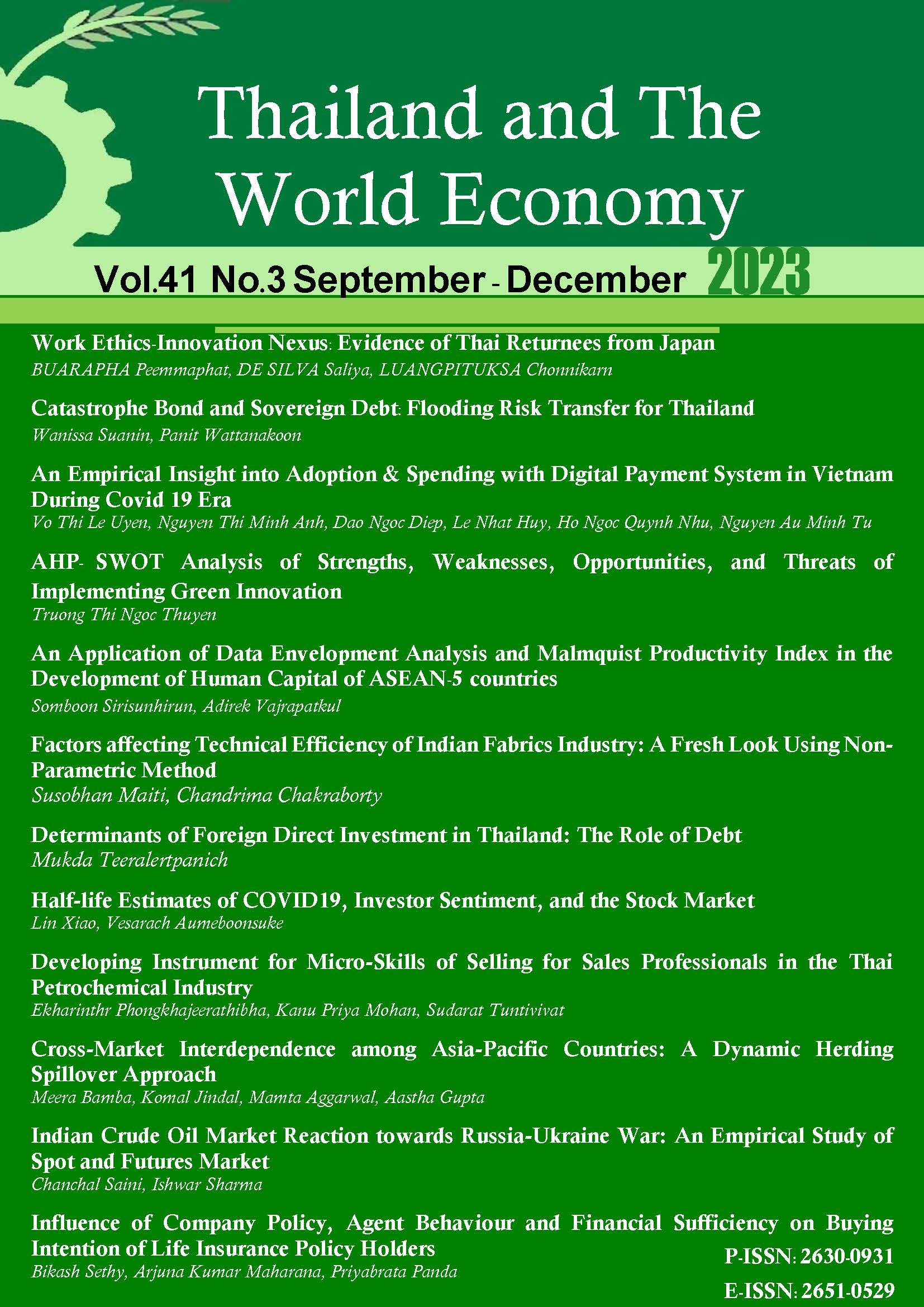 					View Vol. 41 No. 3 (2023): Thailand and The World Economy
				